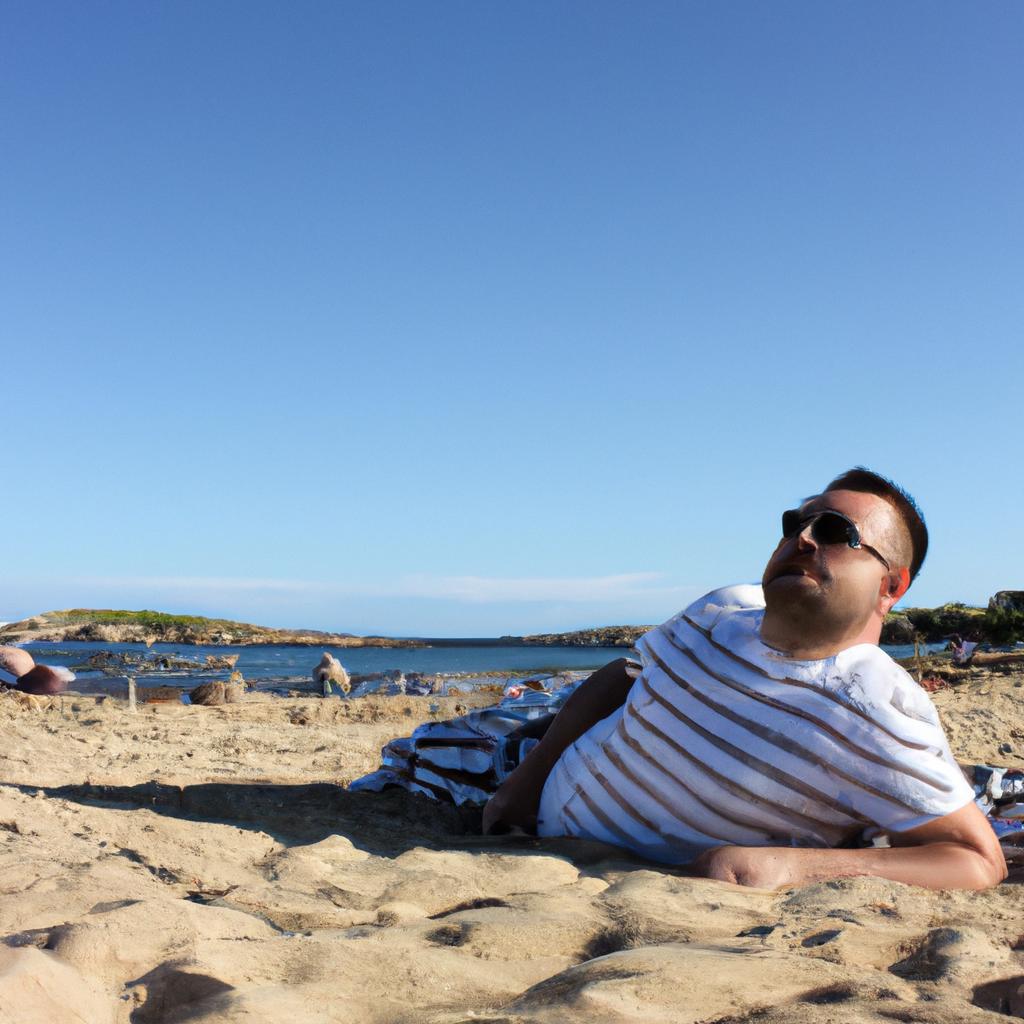 Man lounging on a beach