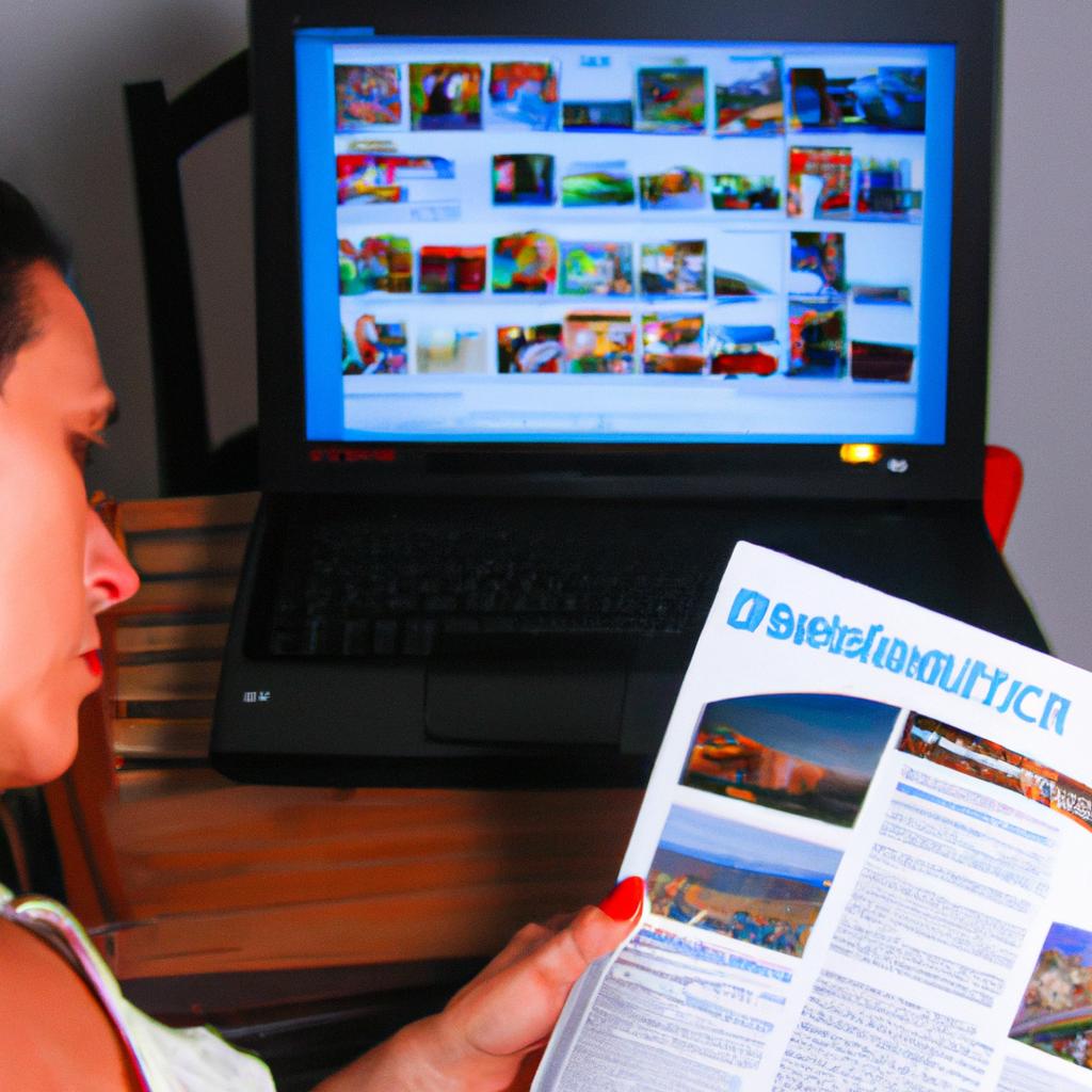 Woman browsing vacation rental listings