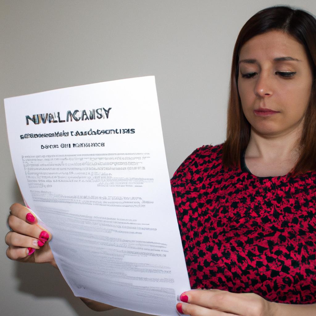 Woman reading cancellation policy document