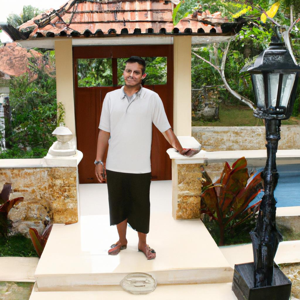 Man welcoming guests at villa