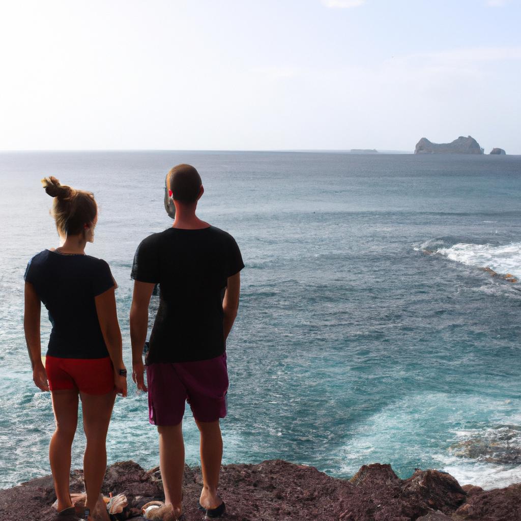Man and woman admiring ocean