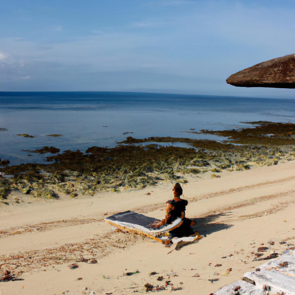 Person lounging on private beach