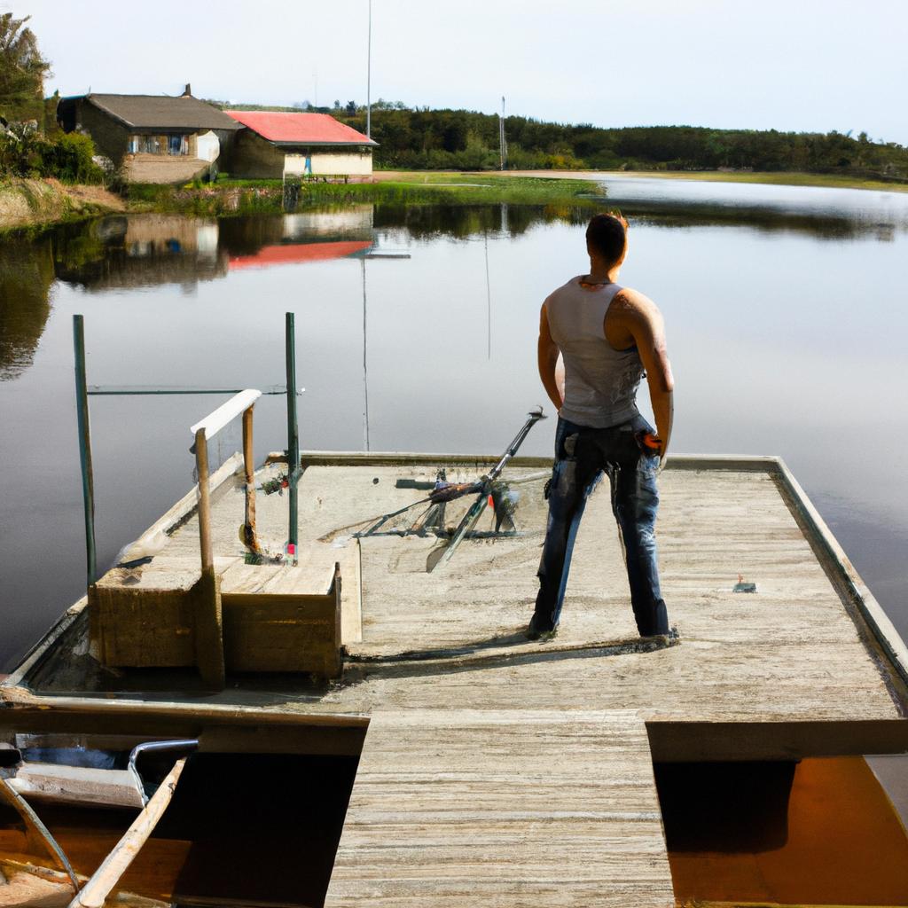 Man fishing on private dock
